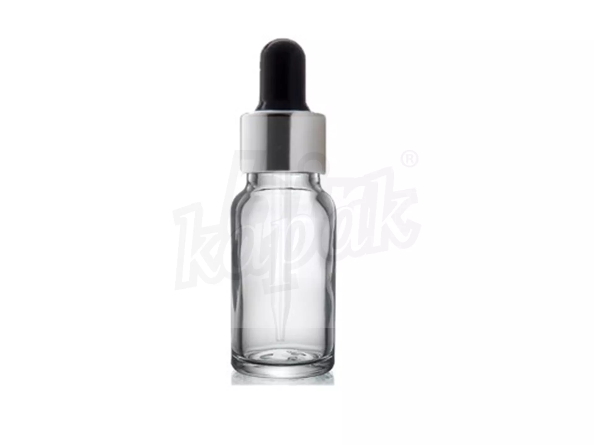 20 ML DROPPER BOTTLE TRANSPARENT SILVER BLACK GLASS WITH DROPPER - SET