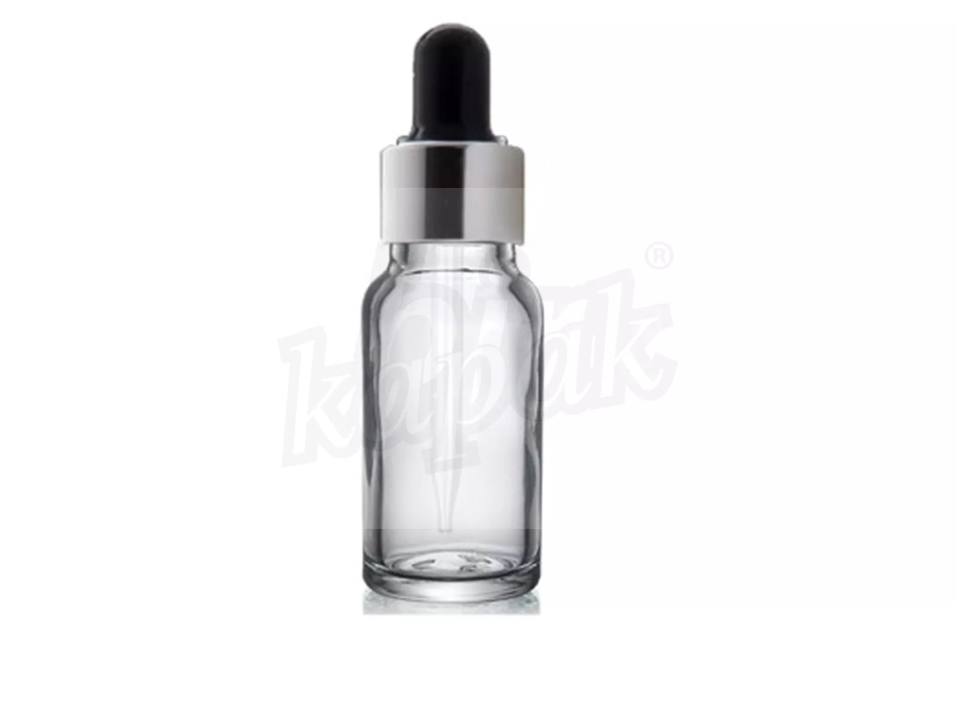 30 ML DROPPER BOTTLE TRANSPARENT SILVER BLACK GLASS WITH DROPPER - SET