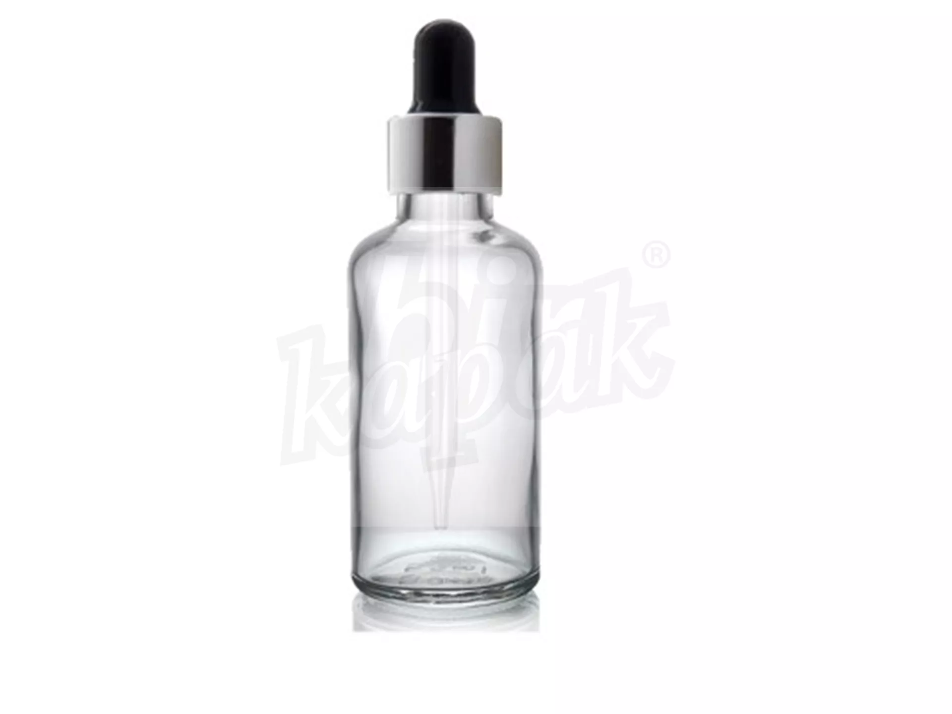 50 ML DROPPER BOTTLE TRANSPARENT SILVER BLACK GLASS WITH DROPPER - SET