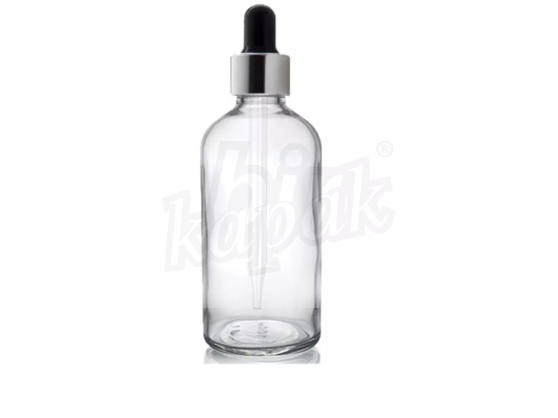 100 ML DROPPER BOTTLE TRANSPARENT SILVER BLACK GLASS WITH DROPPER - SET