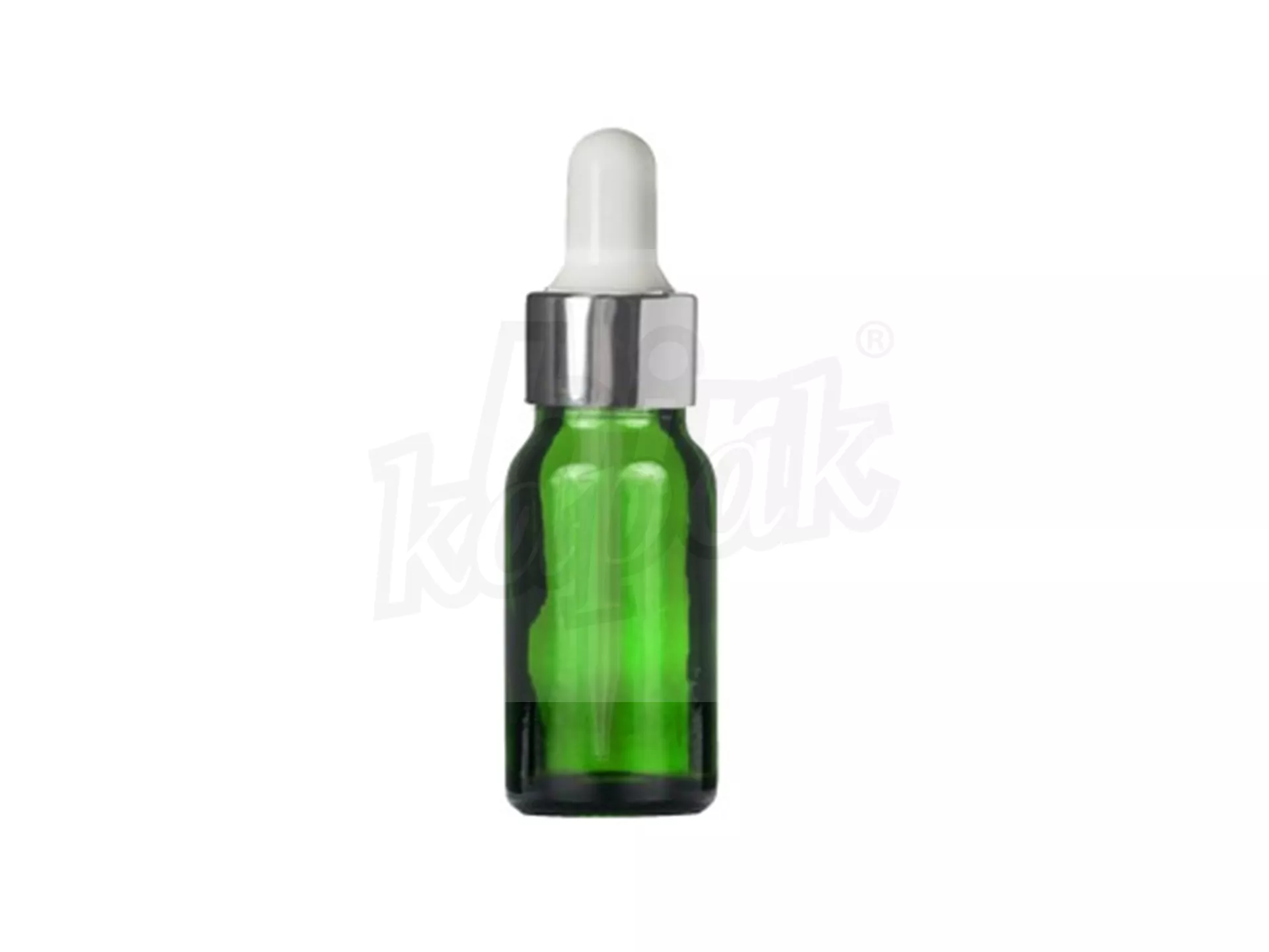 10 ML DROPPER BOTTLE GREEN SILVER WHITE GLASS WITH DROPPER - SET