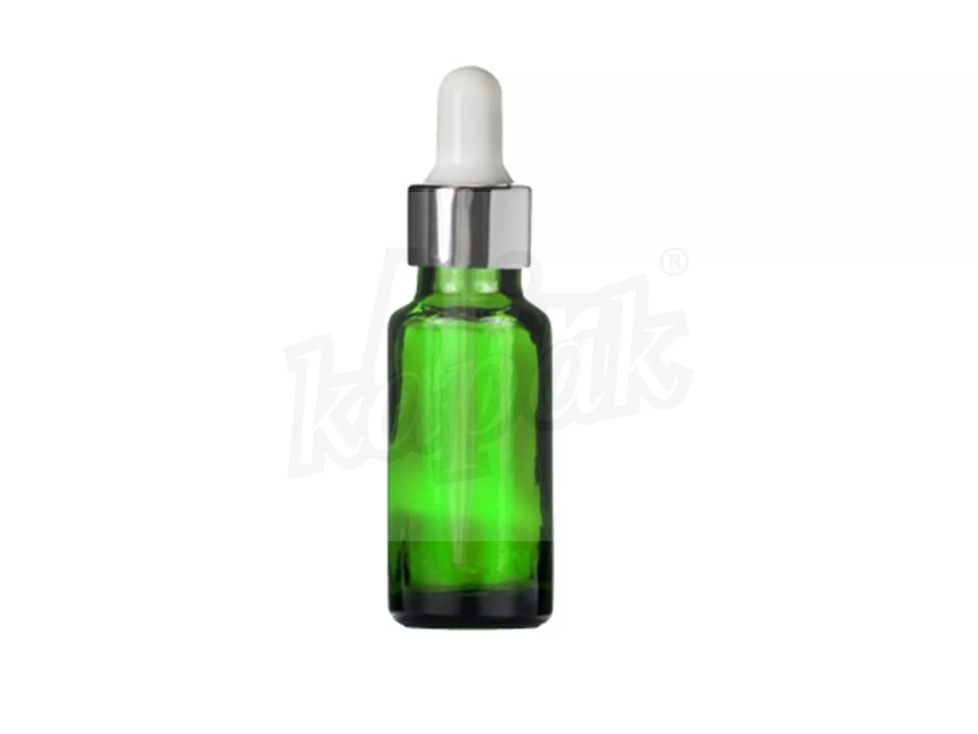 20 ML DROPPER BOTTLE GREEN SILVER WHITE GLASS WITH DROPPER - SET