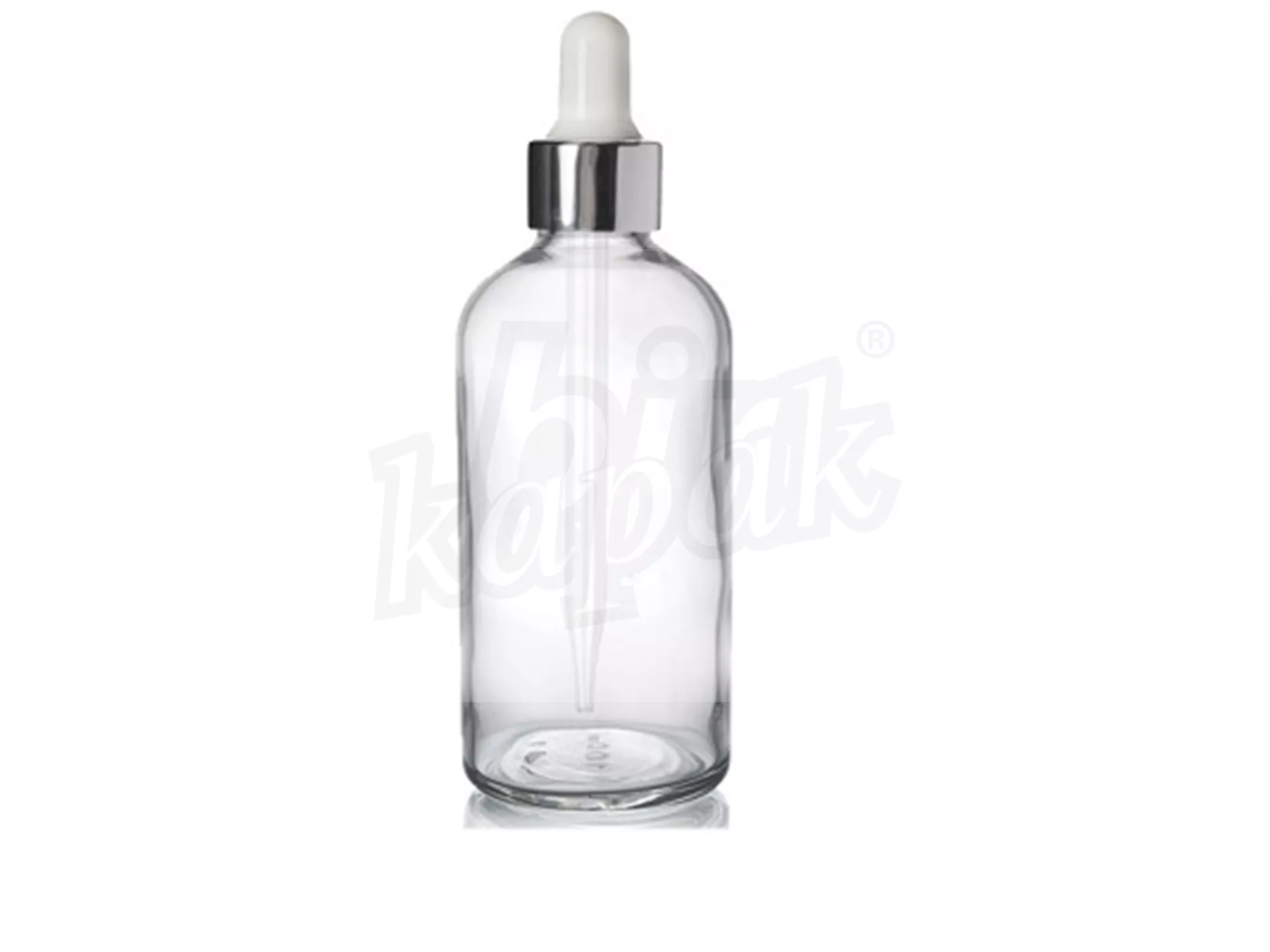 100 ML DROPPER BOTTLE TRANSPARENT SILVER WHITE GLASS WITH DROPPER - SET