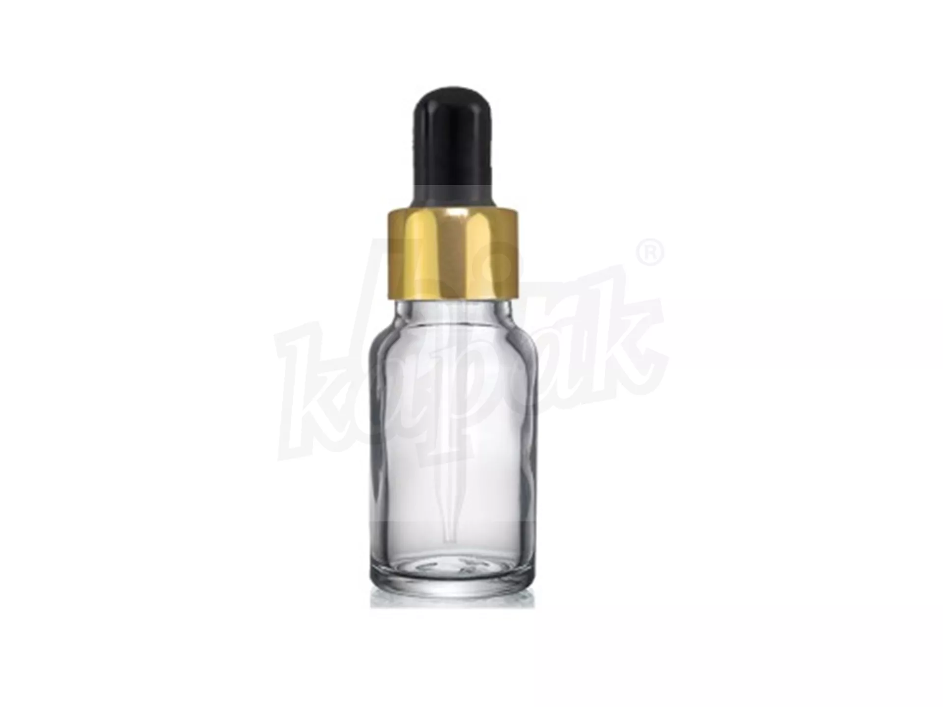 10 ML DROPPER BOTTLE TRANSPARENT GOLD BLACK GLASS WITH DROPPER - SET