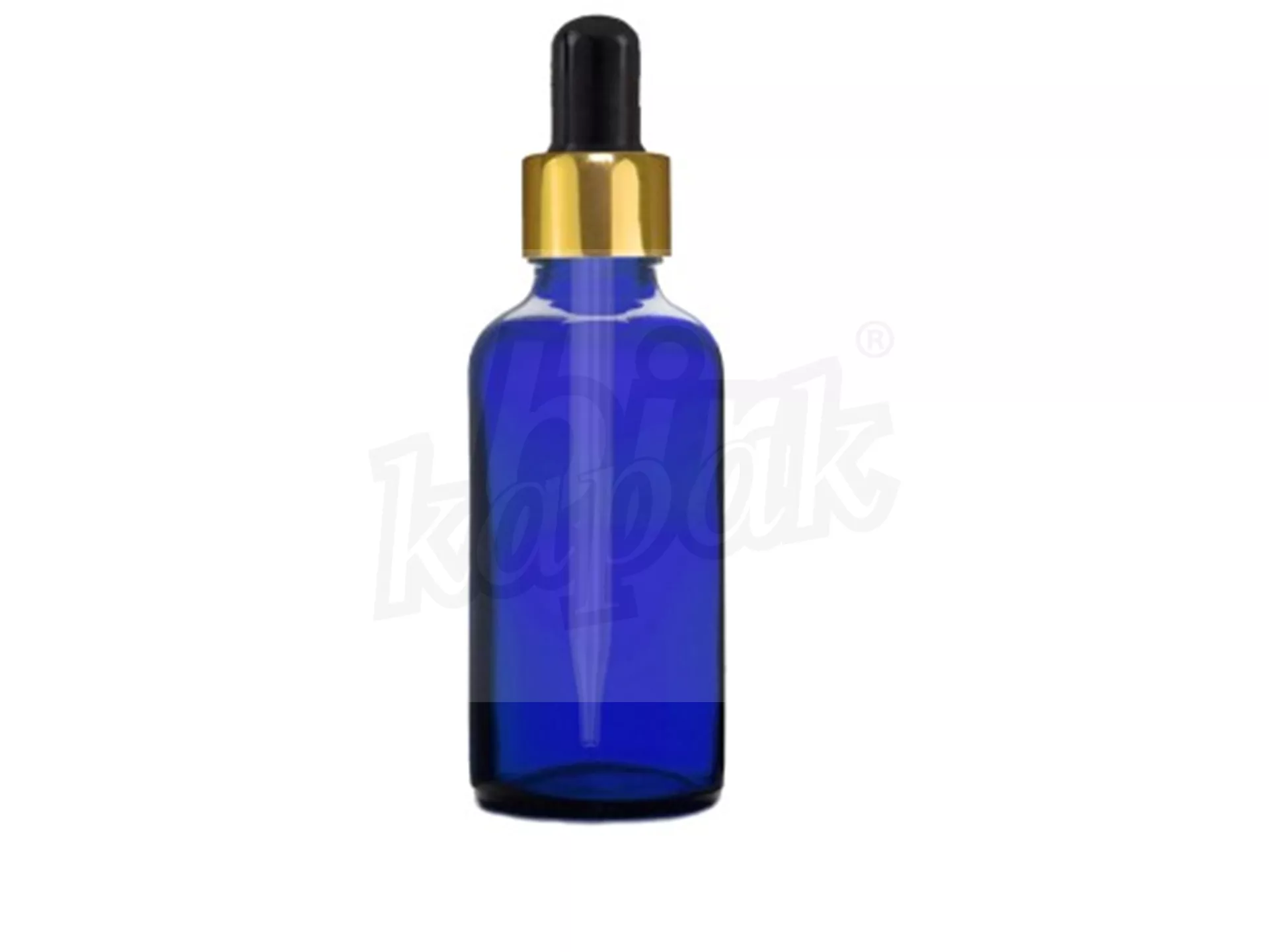 50 ML DROPPER BOTTLE BLUE GOLD BLACK GLASS WITH DROPPER - SET