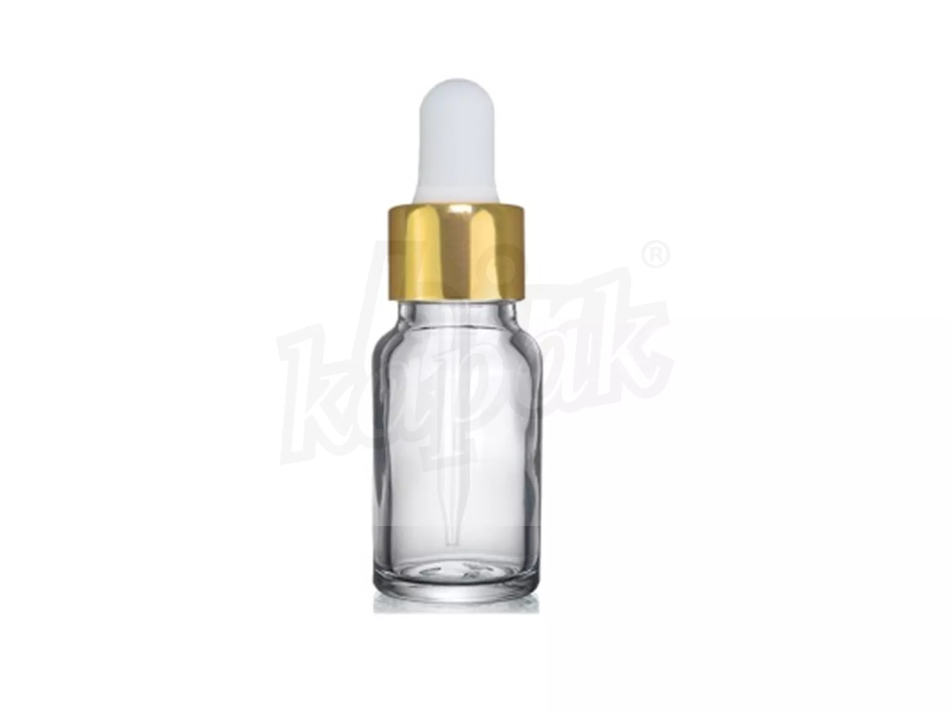 10 ML DROPPER BOTTLE TRANSPARENT GOLD WHITE GLASS WITH DROPPER - SET