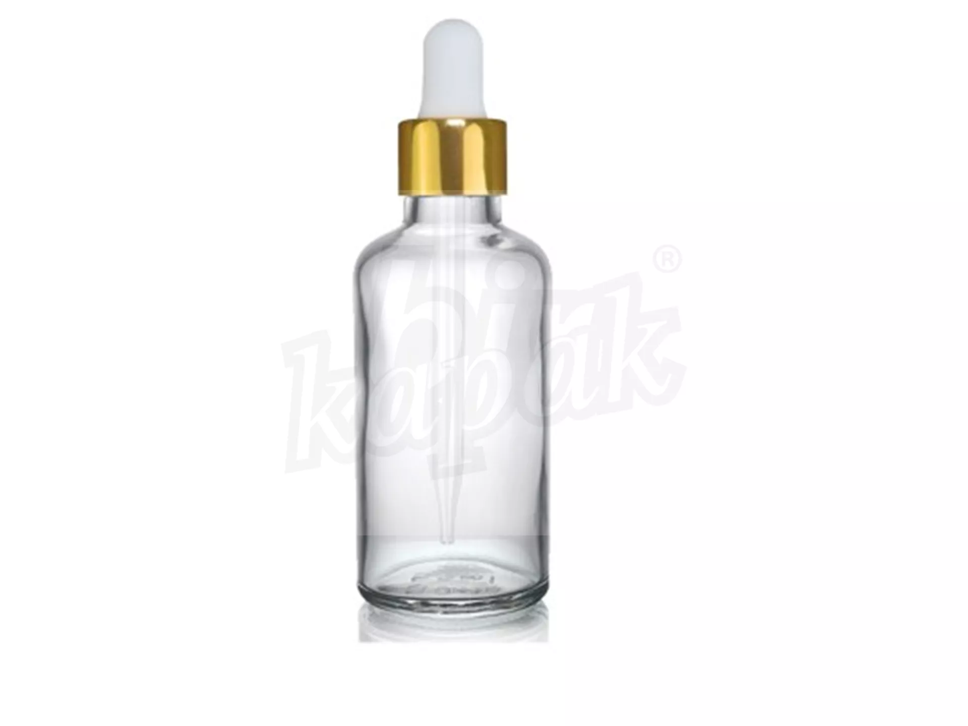 50 ML DROPPER BOTTLE TRANSPARENT GOLD WHITE GLASS WITH DROPPER - SET