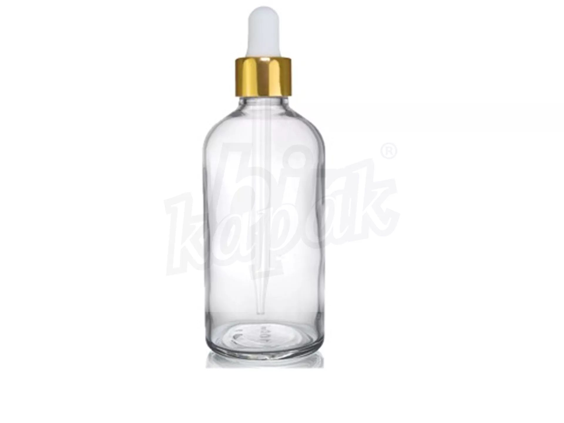 100 ML DROPPER BOTTLE TRANSPARENT GOLD WHITE GLASS WITH DROPPER - SET