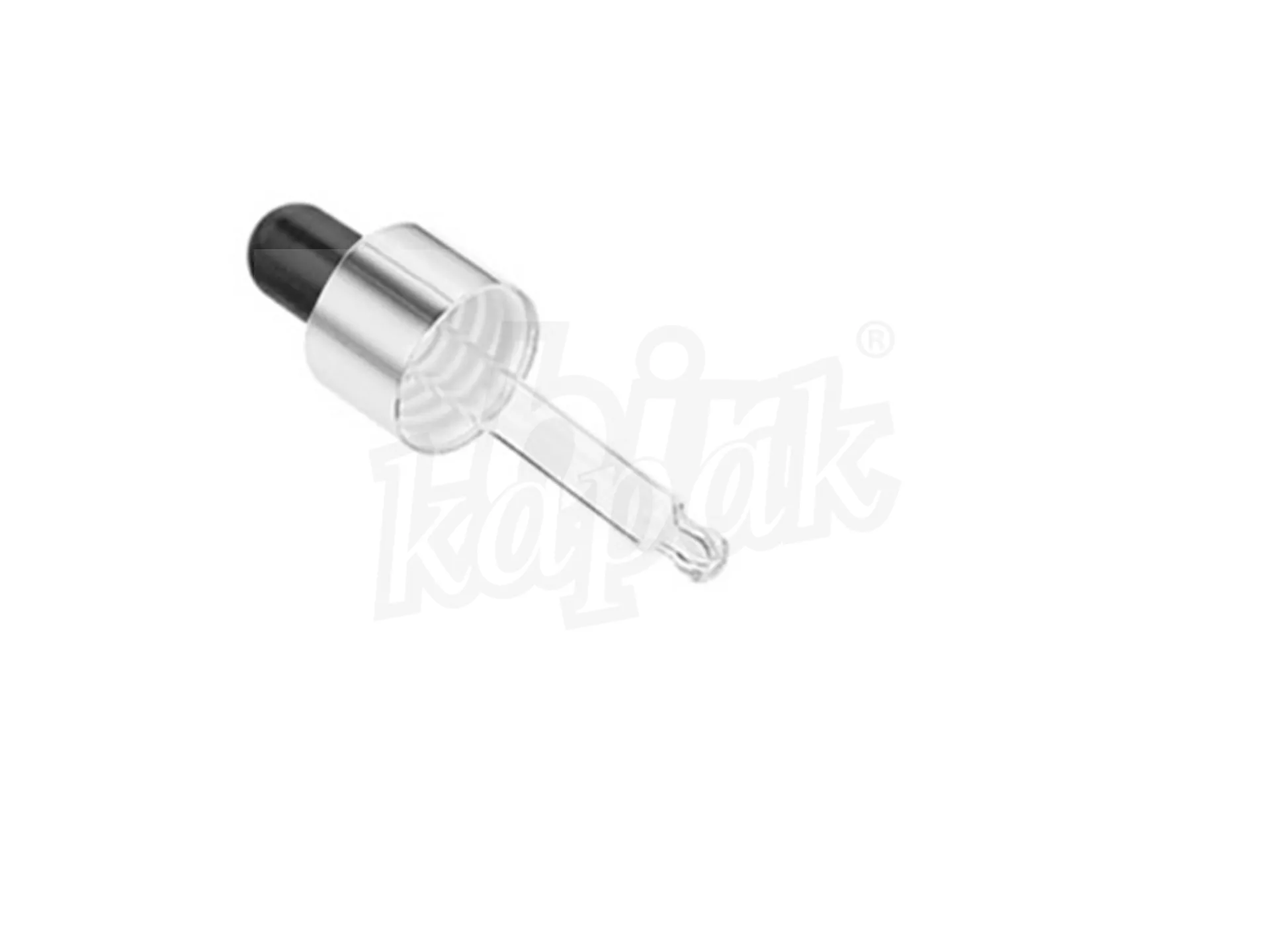 5 ML SILVER METAL CAP BLACK RUBBER DROPPER