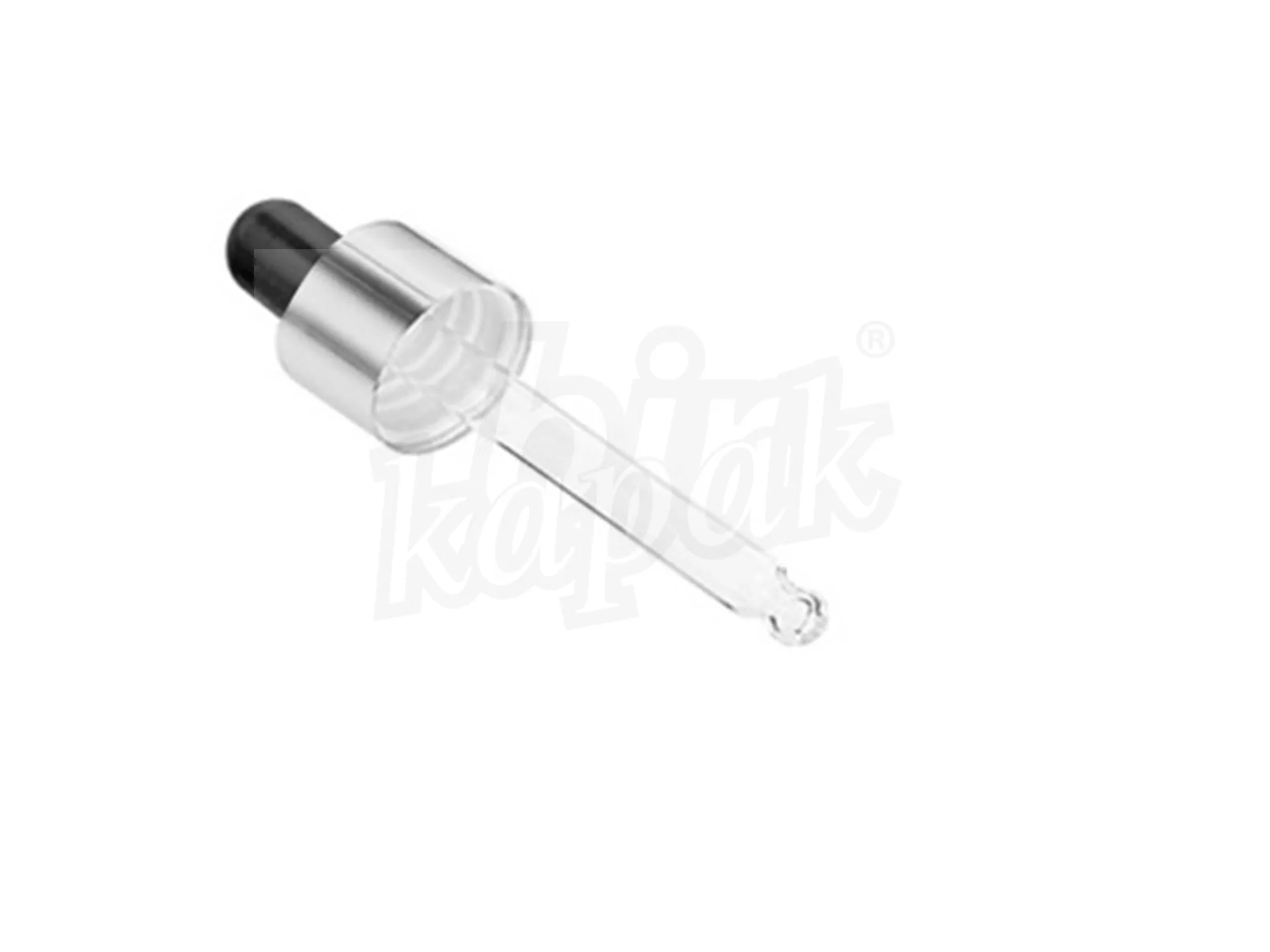 20 ML SILVER METAL CAP BLACK RUBBER DROPPER