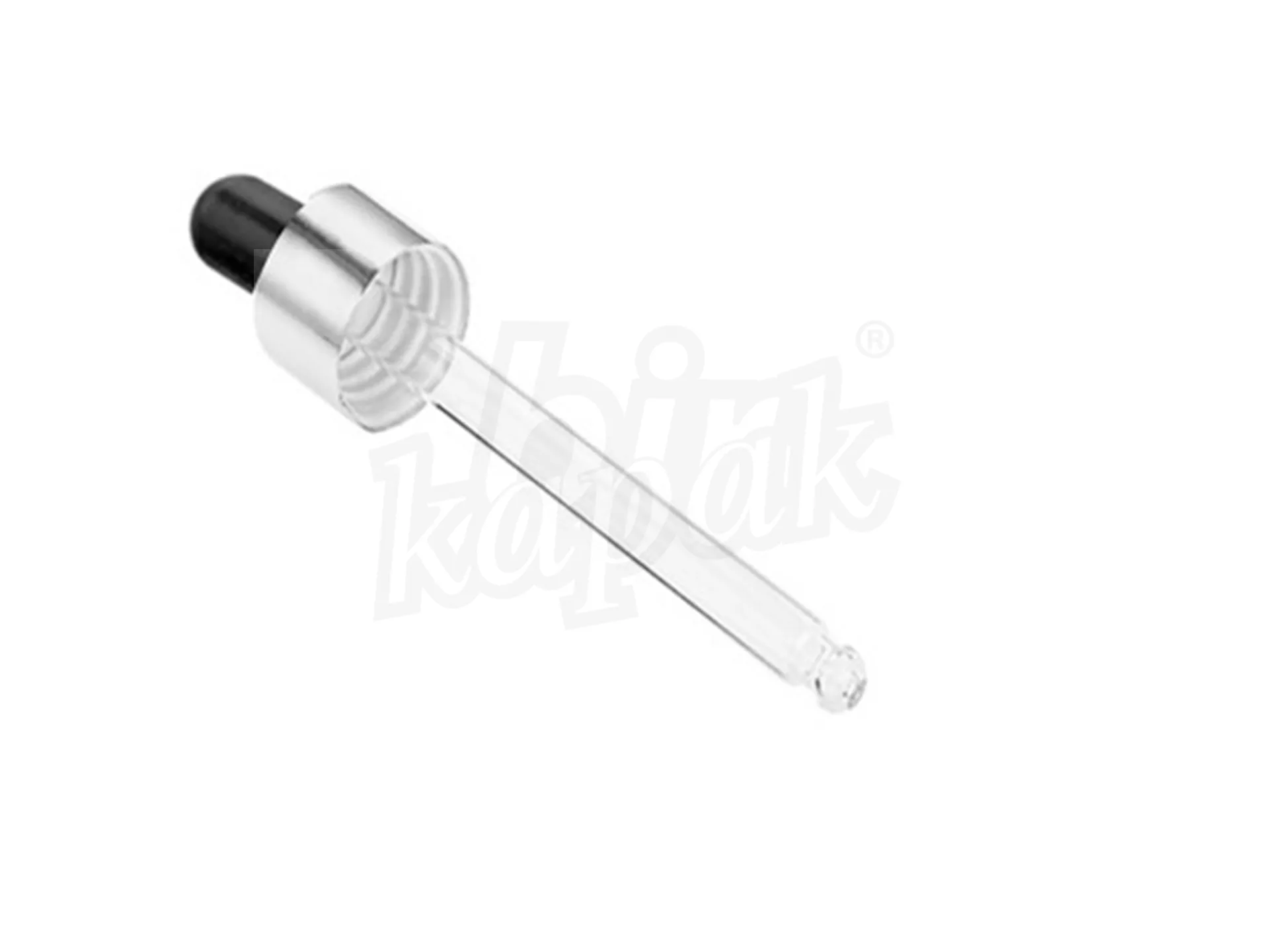 50 ML SILVER METAL CAP BLACK RUBBER DROPPER
