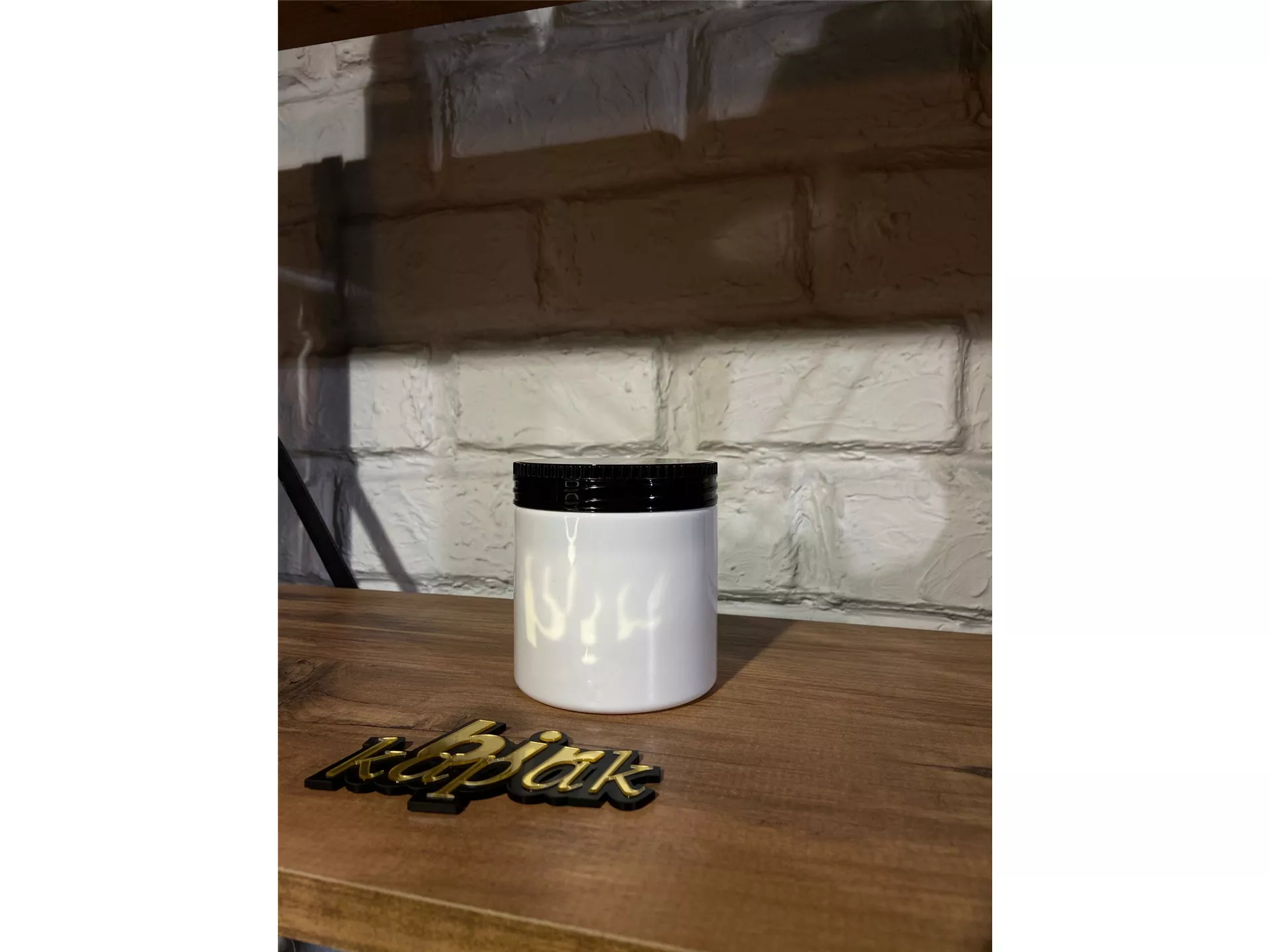 500 ML STANDARD JAR WHITE - 89 MM STRIPED LID BLACK