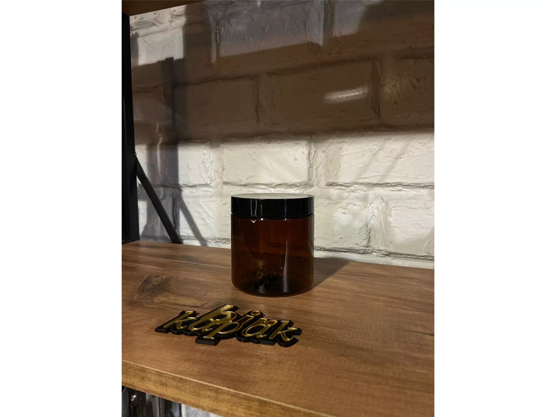 500 ML STANDARD JAR AMBER - 89 MM FLAT LID BLACK