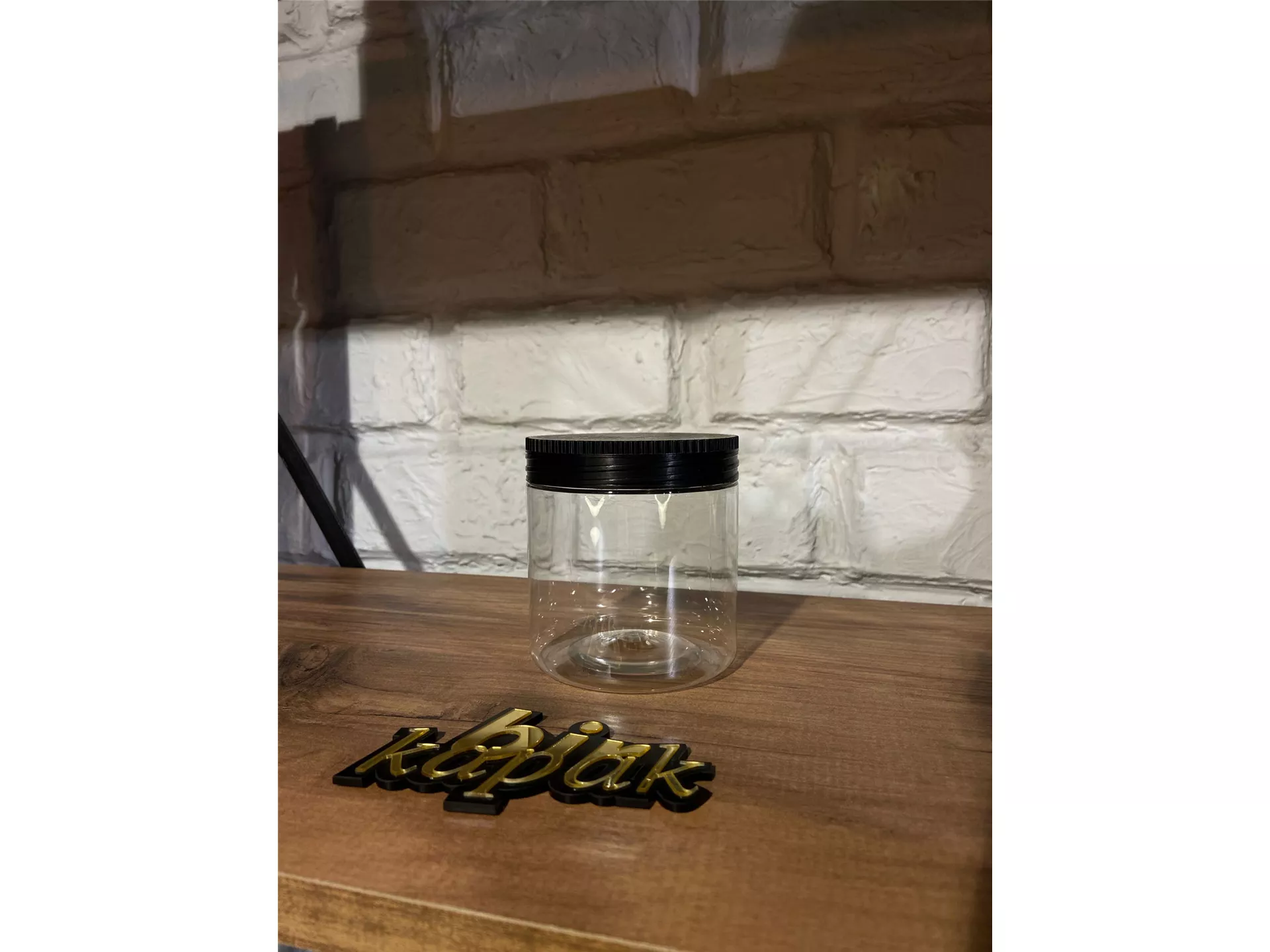 500 ML STANDARD JAR TRANSPARENT - 89 MM STRIPED LID BLACK