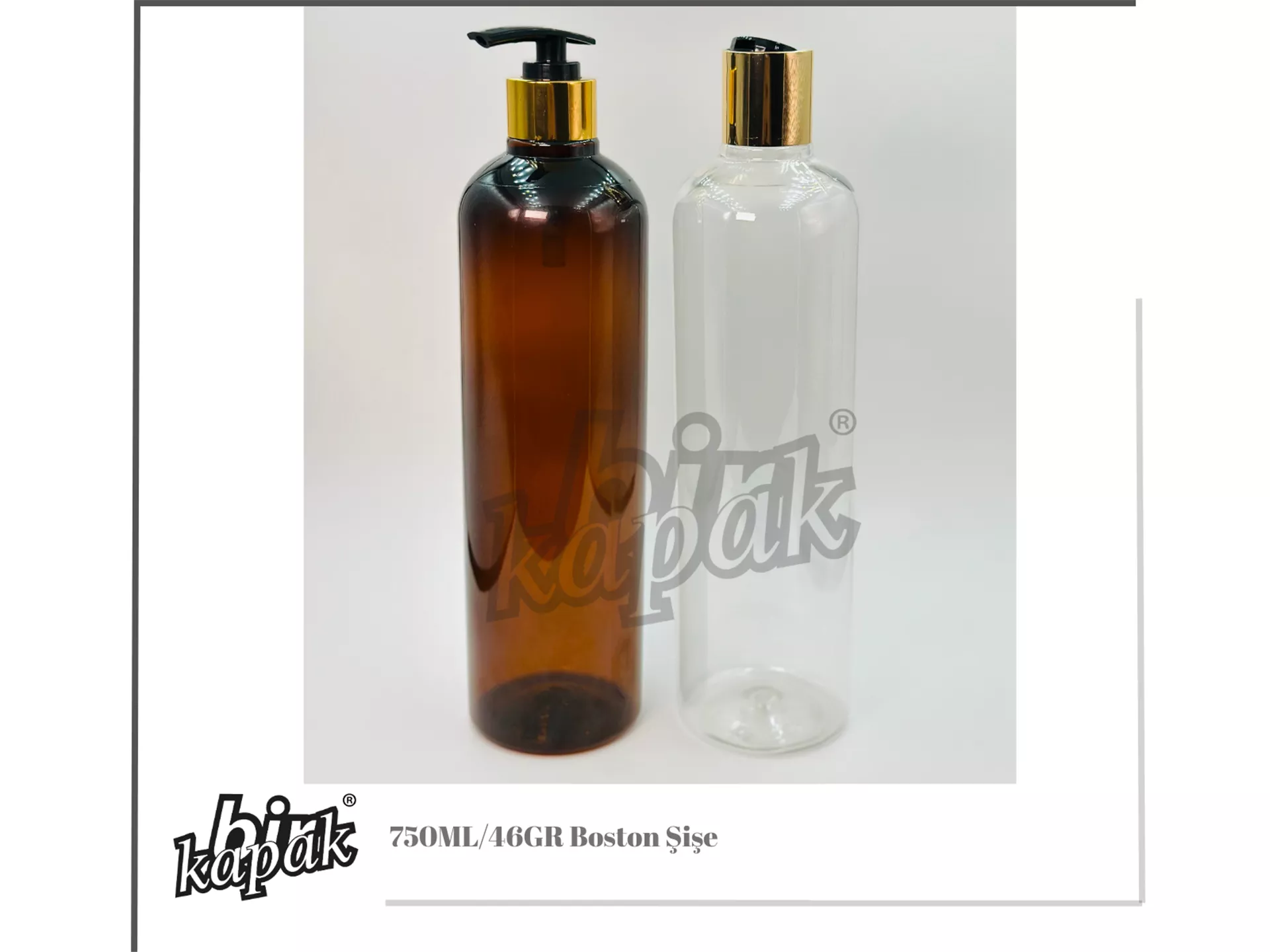 750ML-46GR BOSTON BOTTLE CLEAR / AMBER