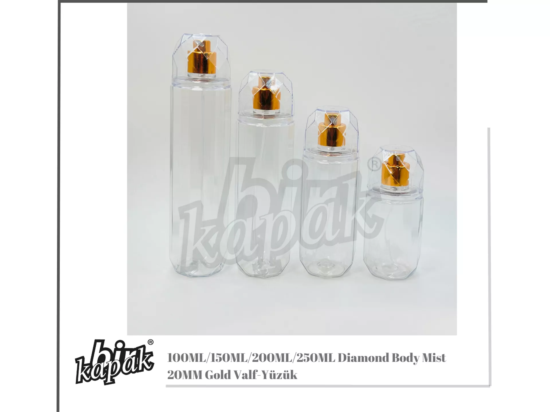 100ML-150ML-200ML-250ML DIAMOND BODY MIST ŞİŞELER / GOLD VALF