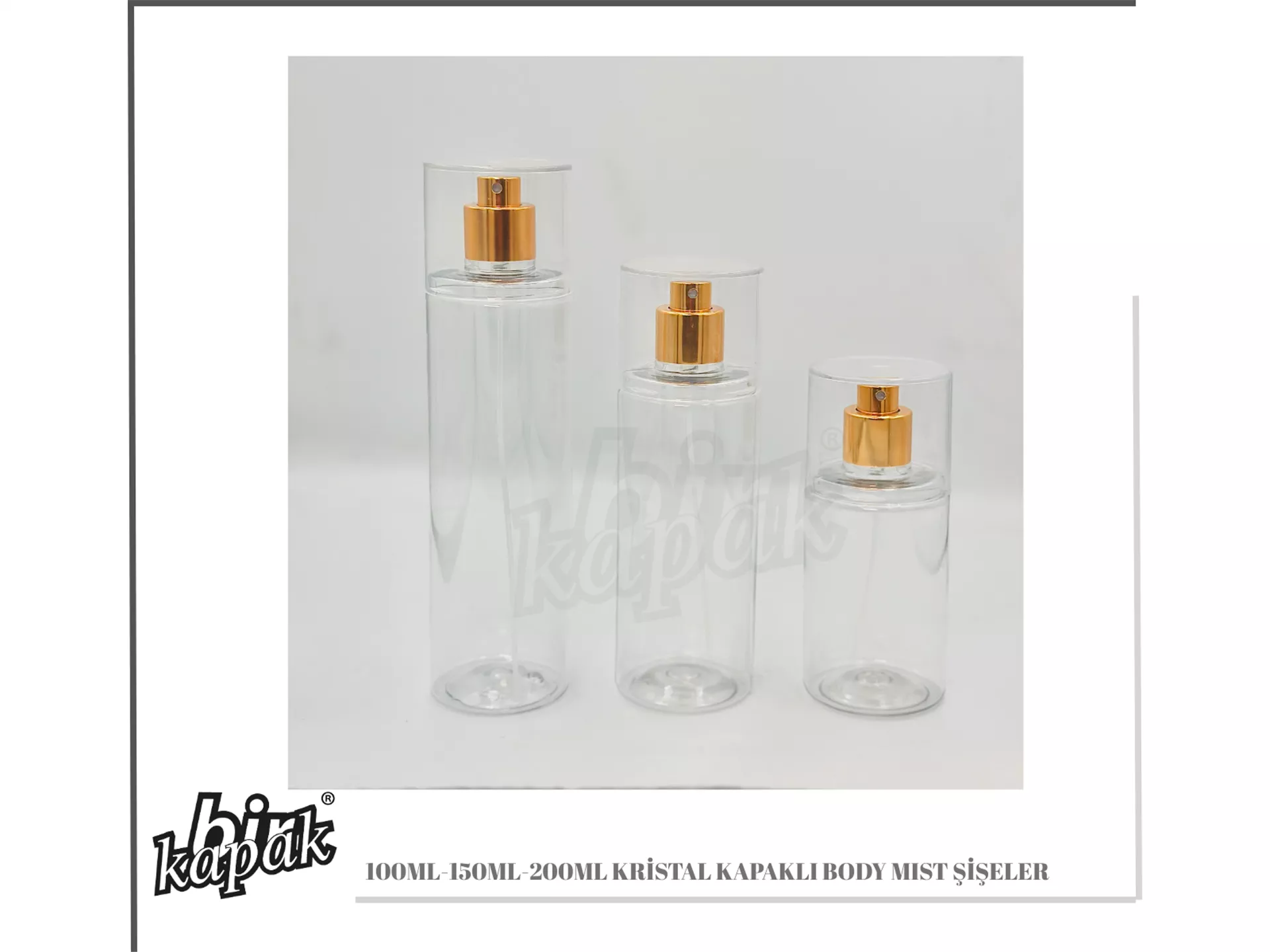 100ML-150ML-200ML BODY MIST BOTTLE / WITH CRYSTAL PROTECTIVE CAP