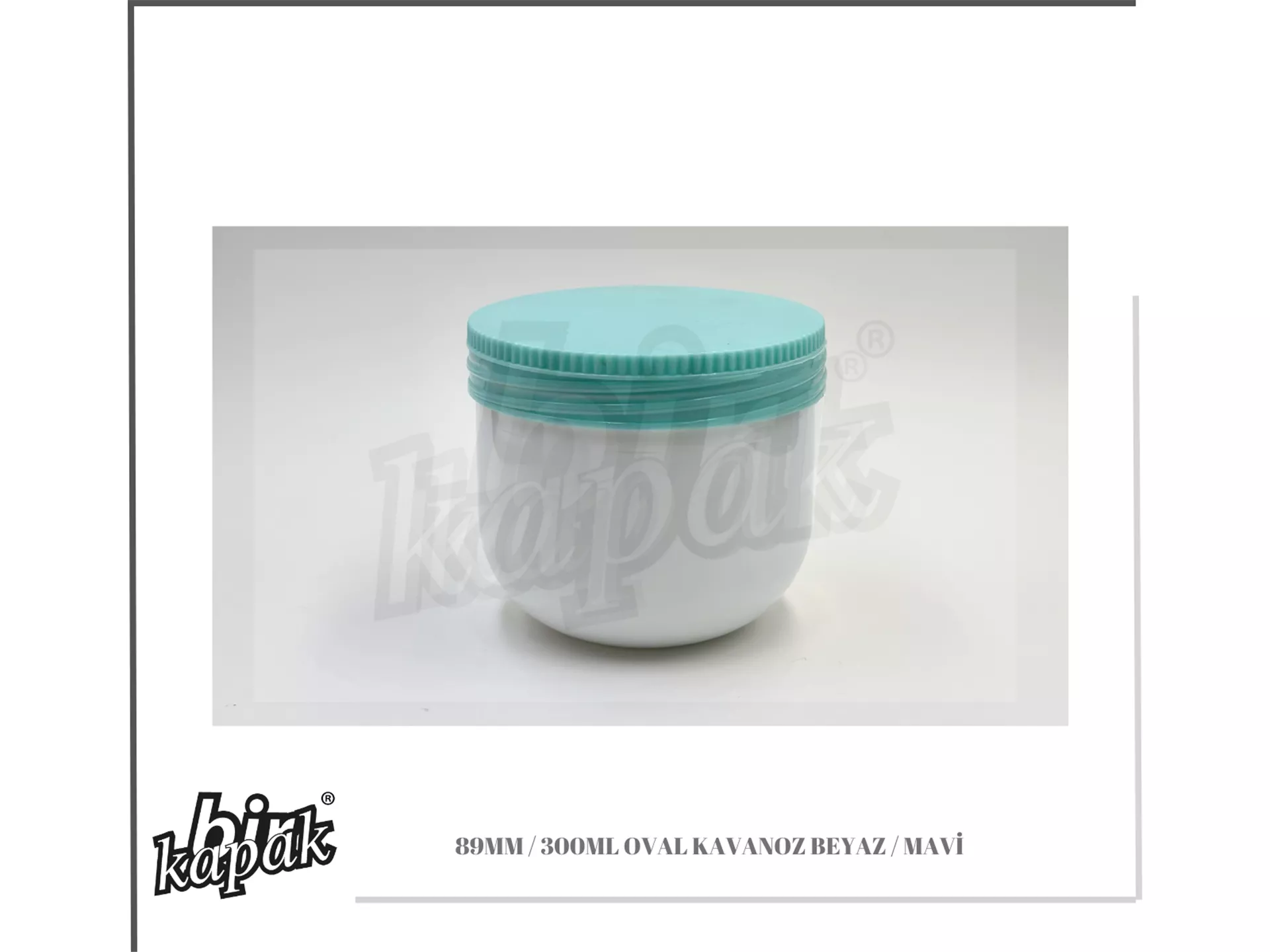 300ML OVAL JAR WHITE / BLUE CAP