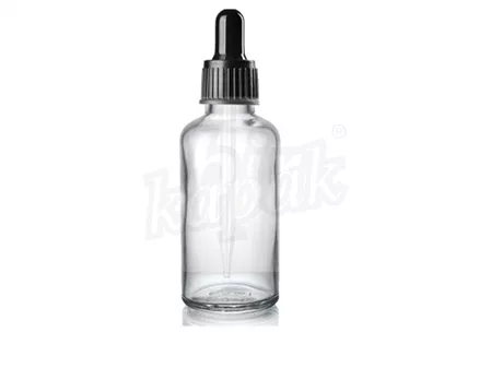 50 ML DROPPER ŞİŞE ŞEFFAF SİYAH CAM DAMLALIKLI - TAKIM
