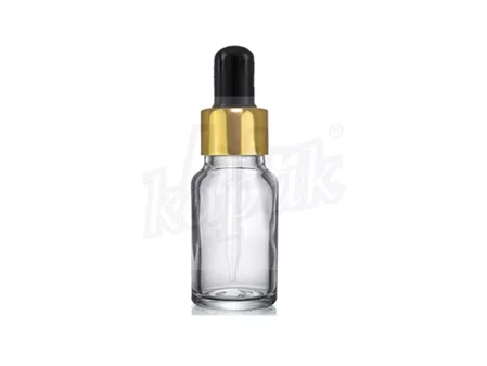 20 ML DAMLALIK ŞİŞE ŞEFFAF GOLD SİYAH CAM DAMLALIKLI - TAKIM
