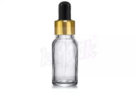 30 ML DAMLALIK ŞİŞE ŞEFFAF GOLD SİYAH CAM DAMLALIKLI - TAKIM
