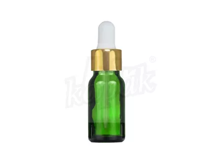 10 ML DAMLALIK ŞİŞE YEŞİL GOLD BEYAZ CAM DAMLALIKLI - TAKIM