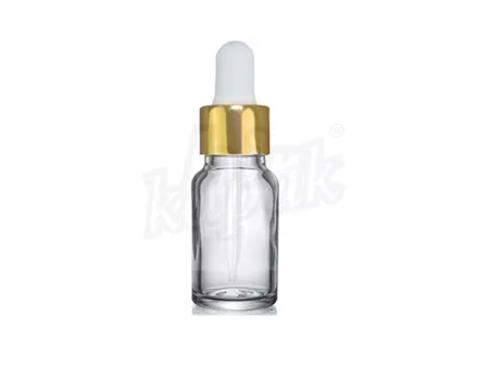 10 ML DAMLALIK ŞİŞE ŞEFFAF GOLD BEYAZ CAM DAMLALIKLI - TAKIM