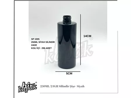 250ML-24GR SİLİNDİR ŞİŞE / SİYAH