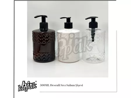 500ML DESENLİ SIVI SABUN ŞİŞESİ AMBER / BEYAZ / ŞEFFAF