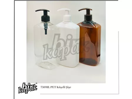750 ML KÖŞELİ ŞAMPUAN ŞİŞE BEYAZ / ŞEFFAF / AMBER