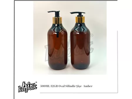 500ML-32GR Oval Cylindrical Bottle / Amber
