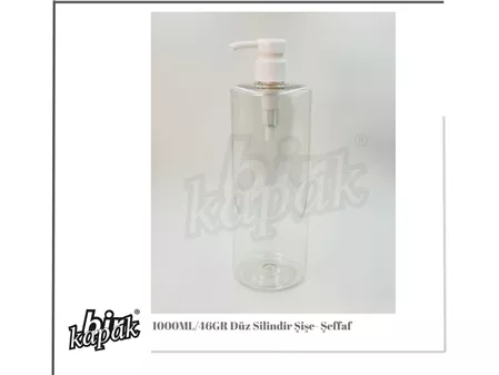 1000ML SİLİNDİR PET ŞAMPUAN ŞİŞE / ŞEFFAF