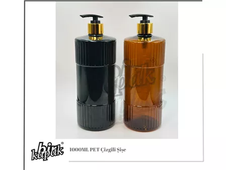 1000ML ÇİZGİLİ ŞİŞE SİYAH / AMBER