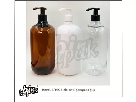 1000ML OVAL ŞAMPUAN ŞİŞE ŞEFFAF / BEYAZ / AMBER