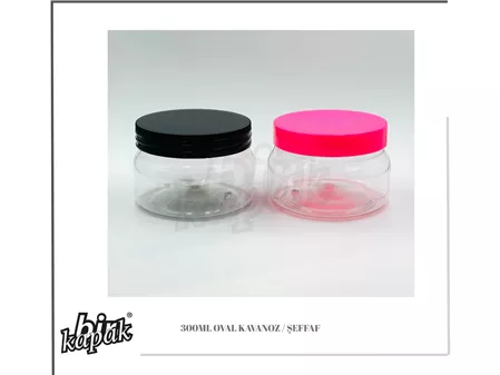 برطمان بيضاوي شفاف سعة 300 مل