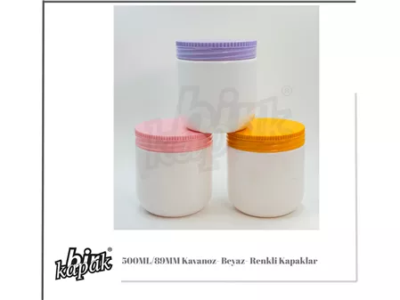 مرطبان بيضاوي الشكل سعة 500 مل / أبيض / مرطبان مضلع